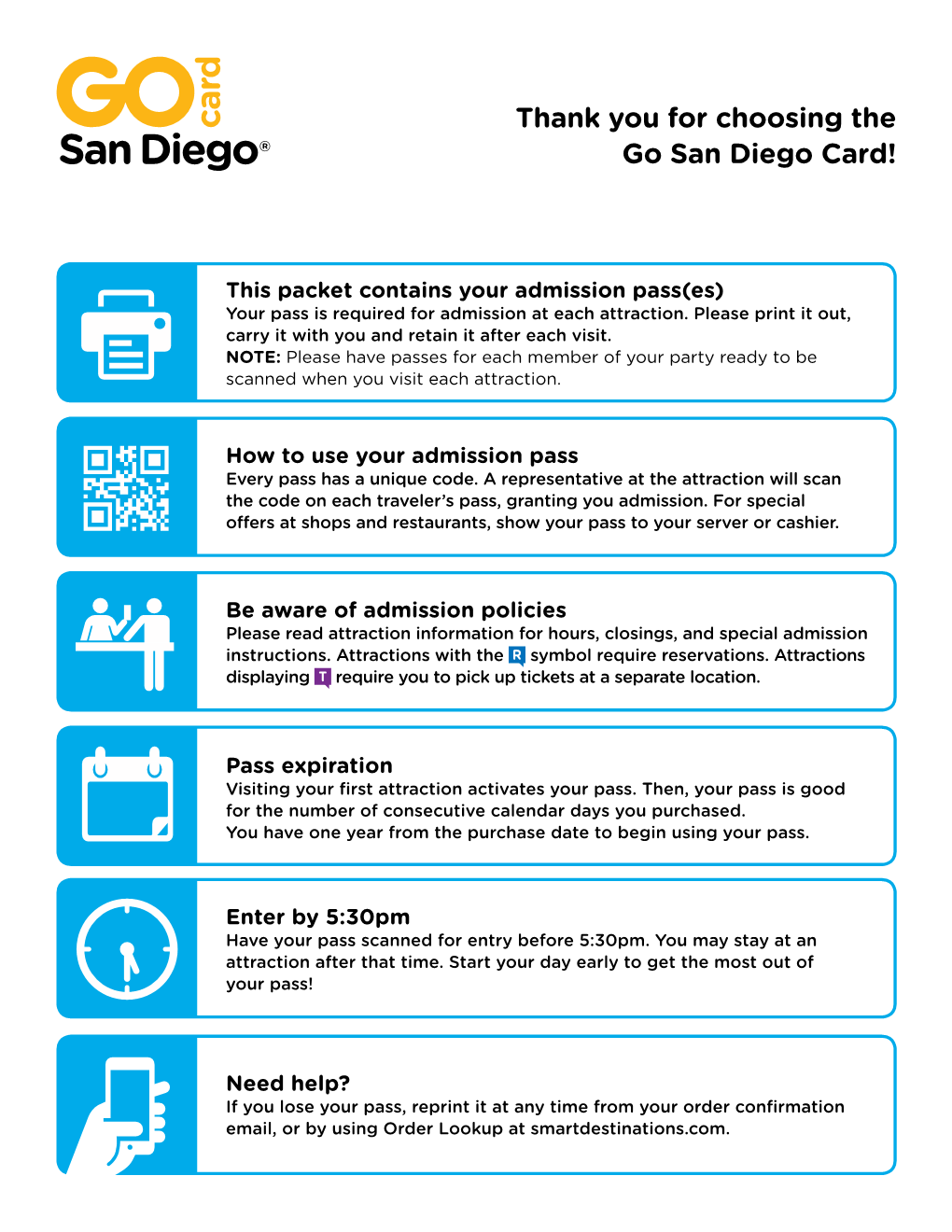 Thank You for Choosing the Go San Diego Card!