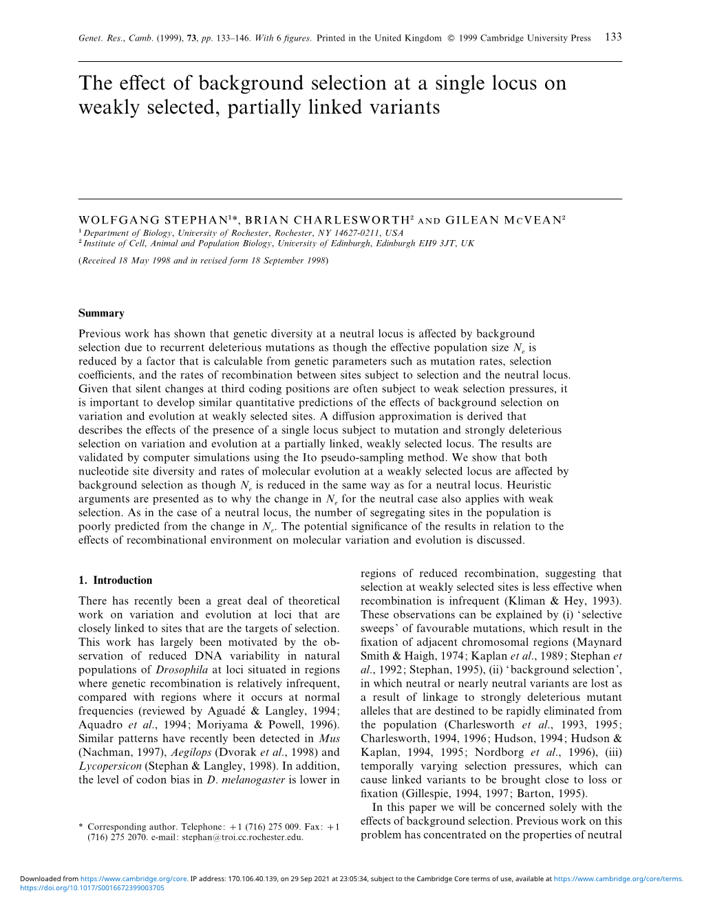 The Effect of Background Selection at a Single Locus on Weakly Selected