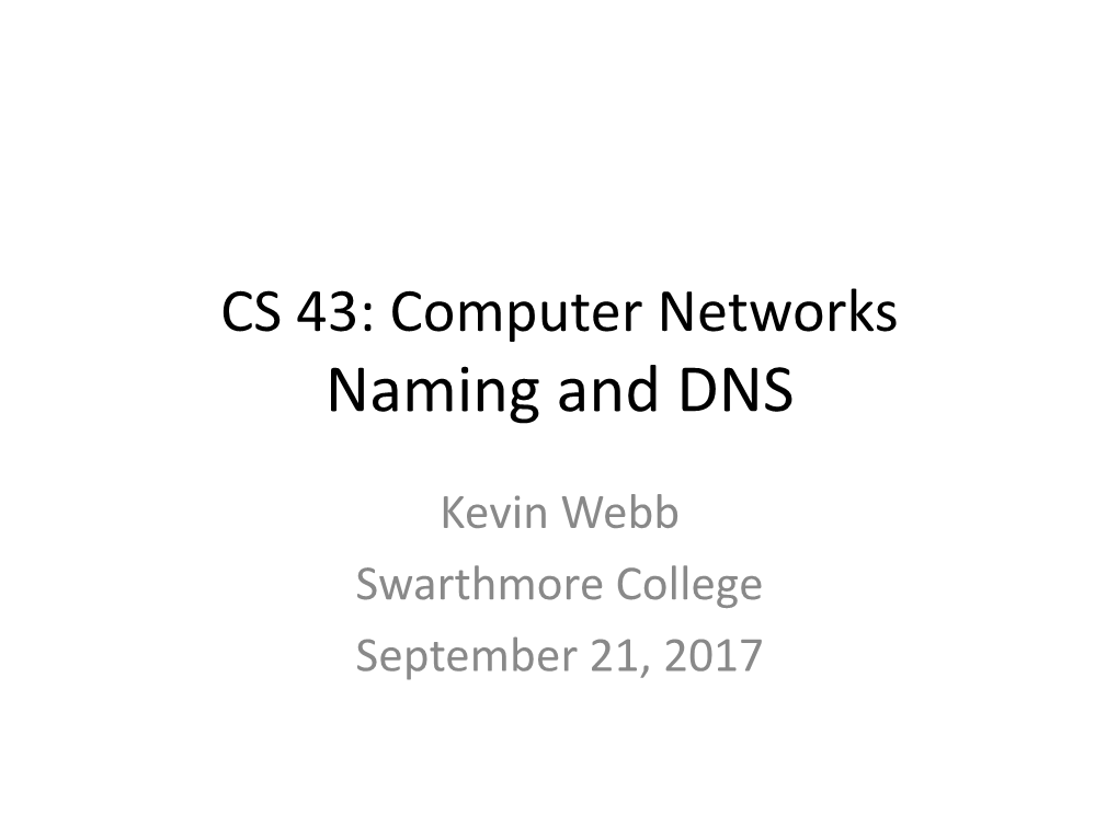Naming and DNS