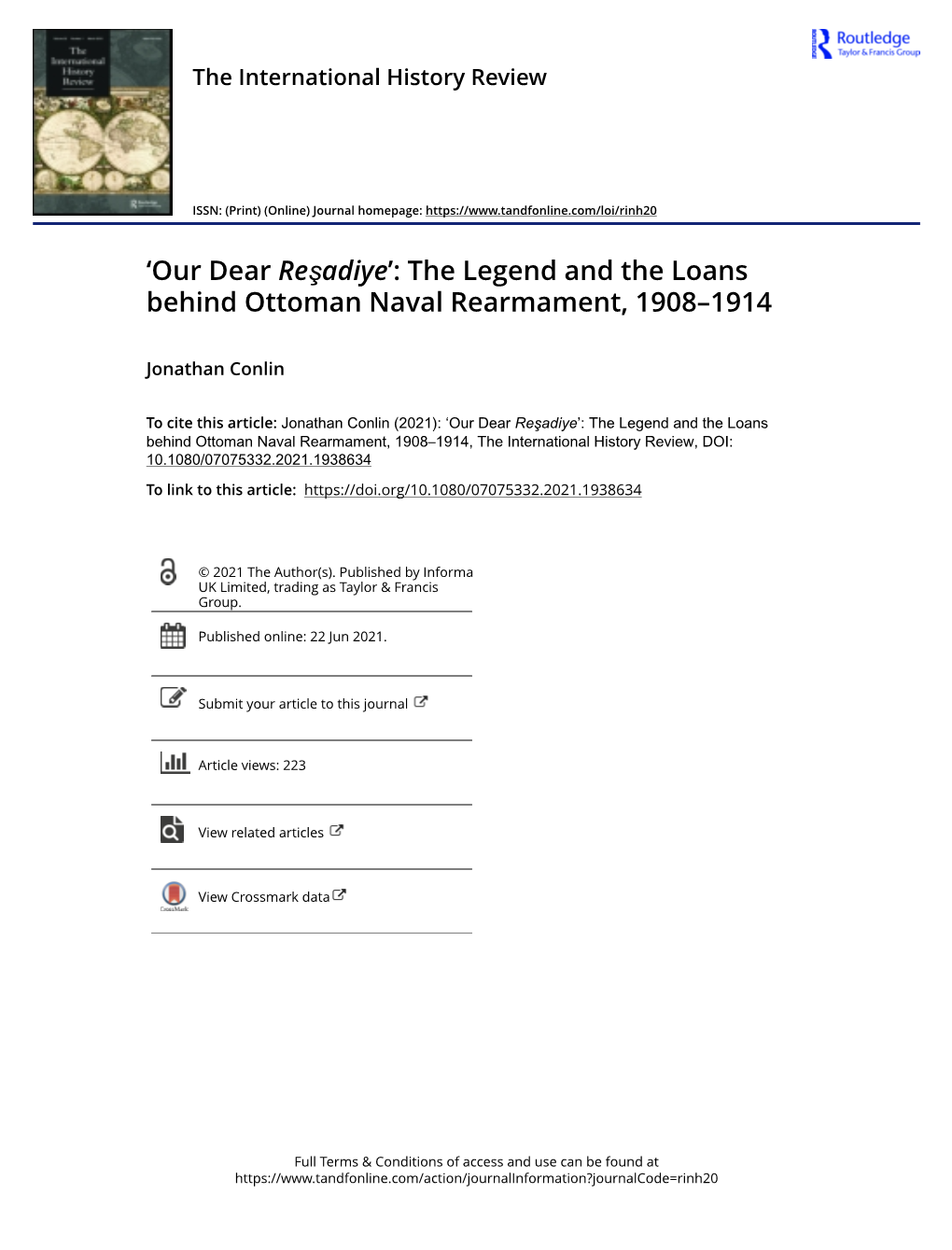 The Legend and the Loans Behind Ottoman Naval Rearmament, 1908–1914