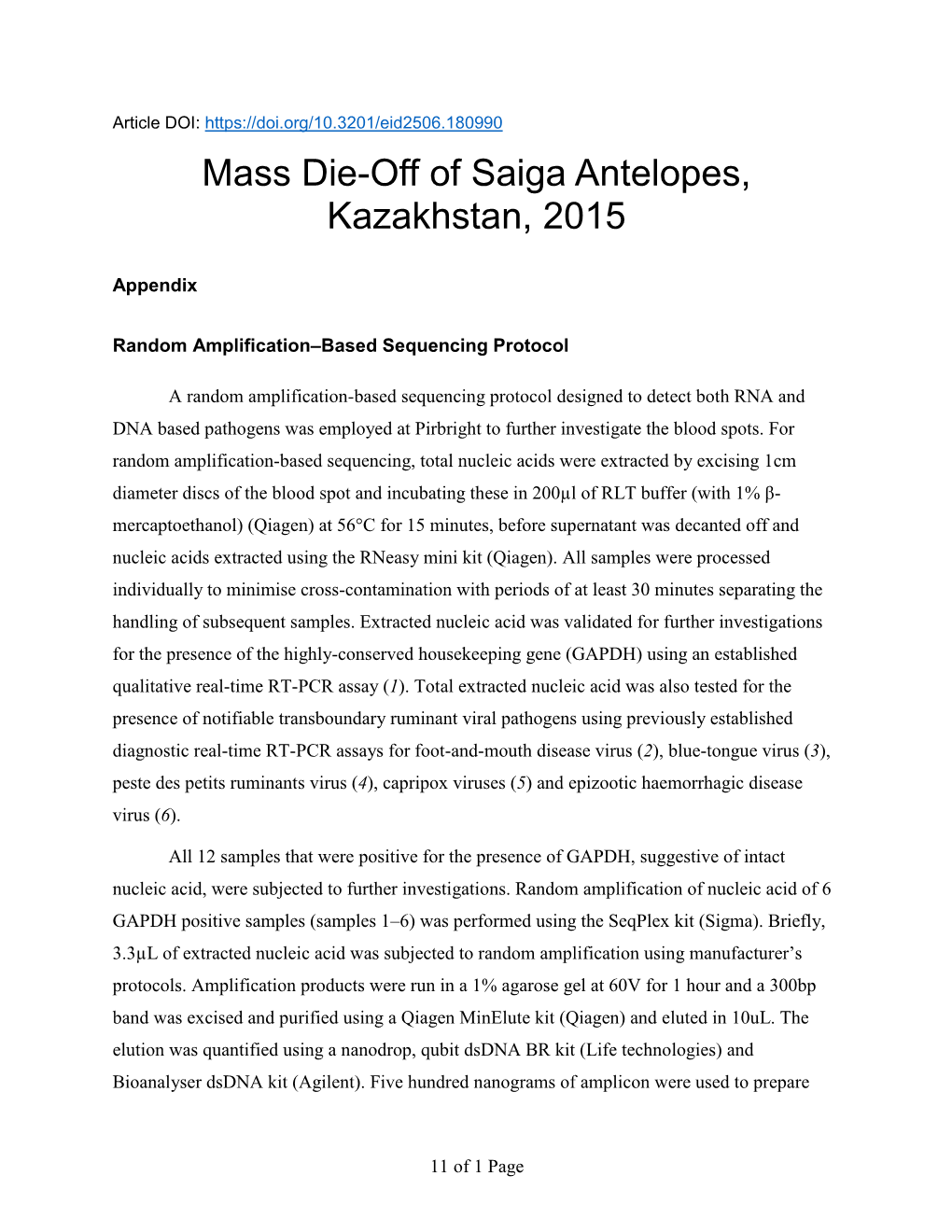 Mass Die-Off of Saiga Antelopes, Kazakhstan, 2015