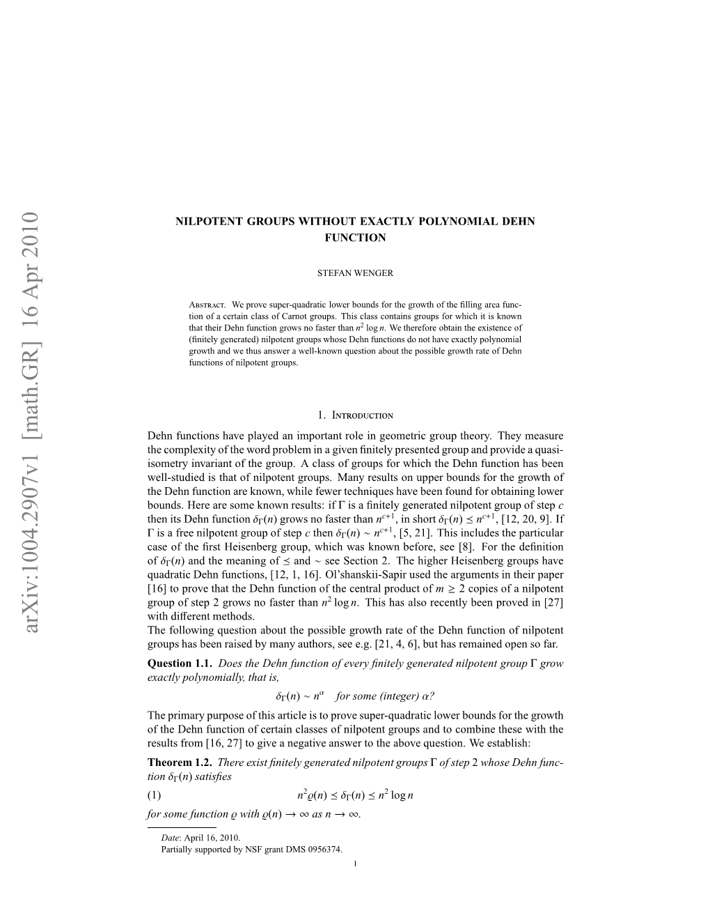 NILPOTENT GROUPS WITHOUT EXACTLY POLYNOMIAL DEHN FUNCTION 3 Suitable Subspace