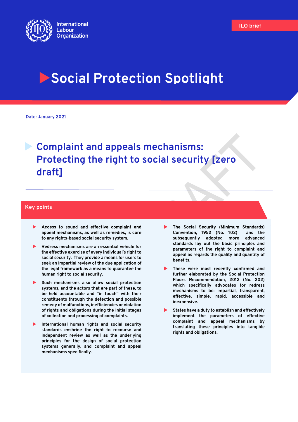 Complaint and Appeals Mechanisms: Protecting the Right to Social Security [Zero Draft]