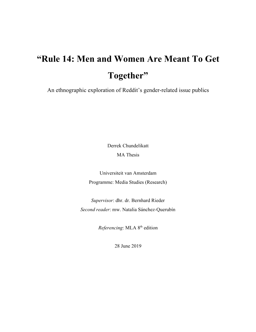 “Rule 14: Men and Women Are Meant to Get Together”