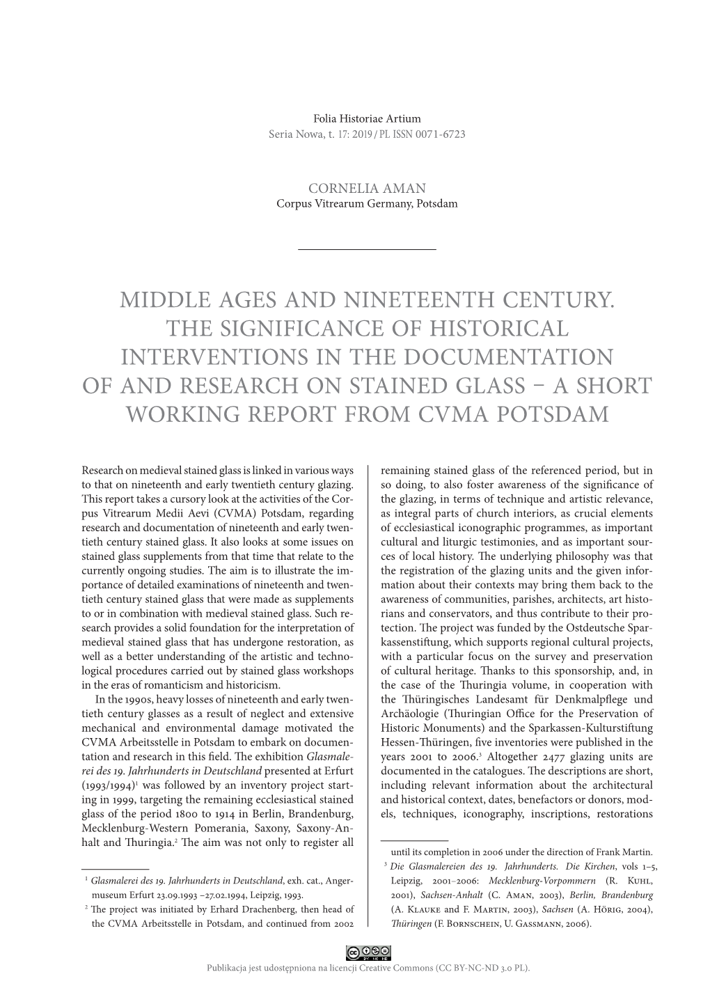 Middle Ages and Nineteenth Century. the Significance