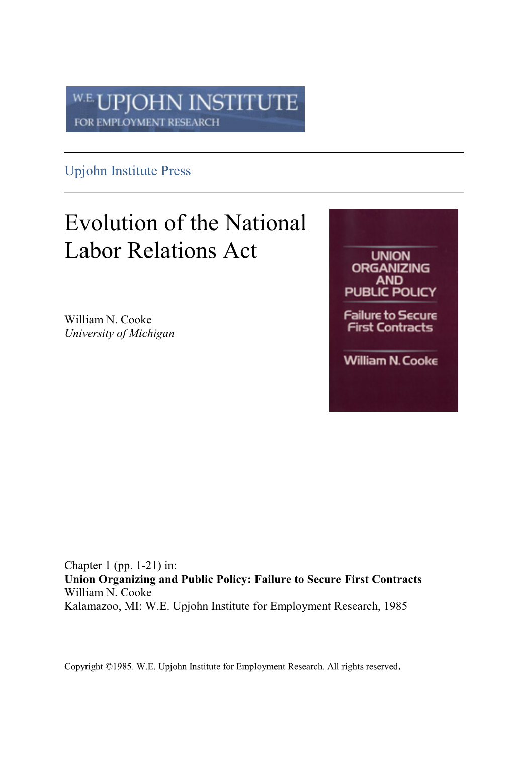 Evolution of the National Labor Relations Act