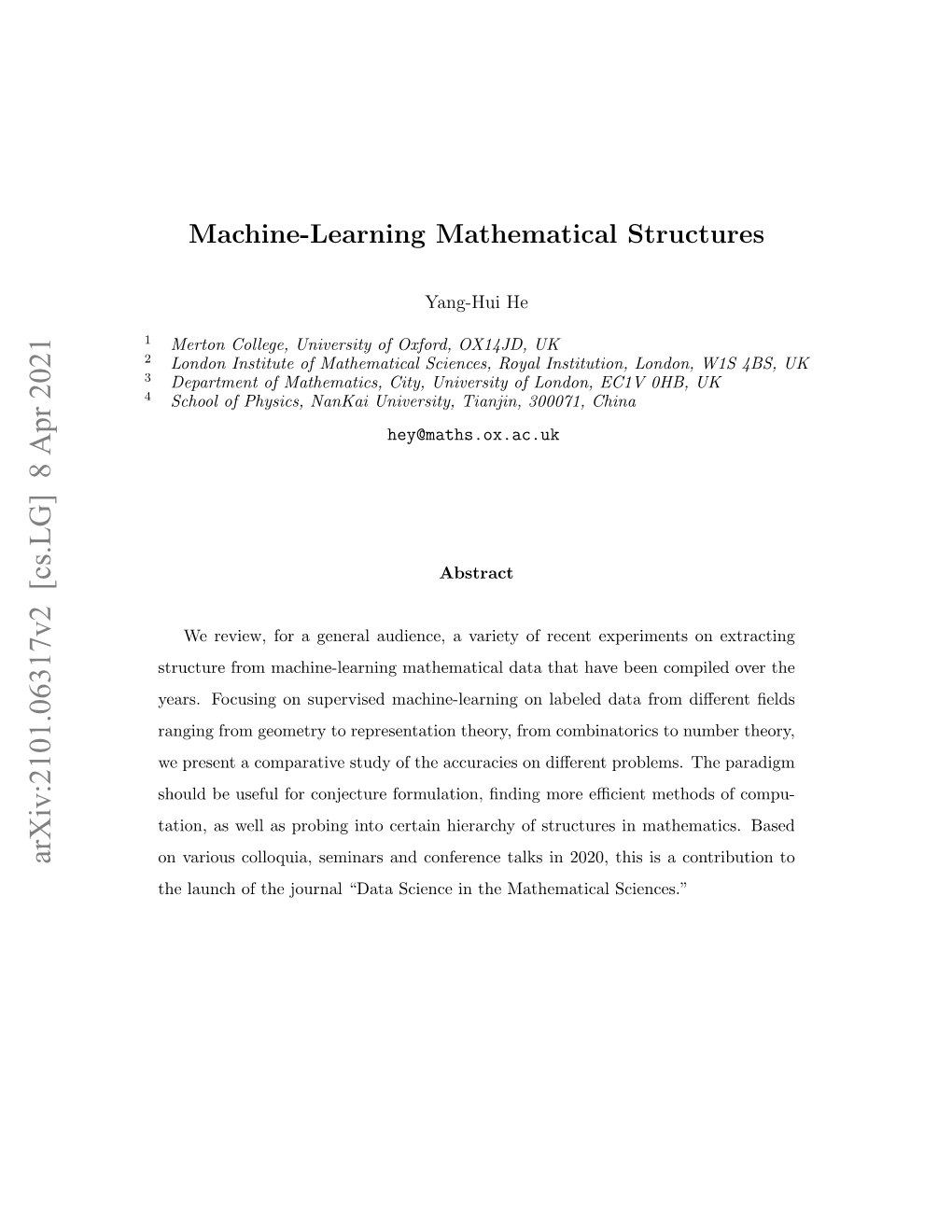 Arxiv:2101.06317V2 [Cs.LG] 8 Apr 2021