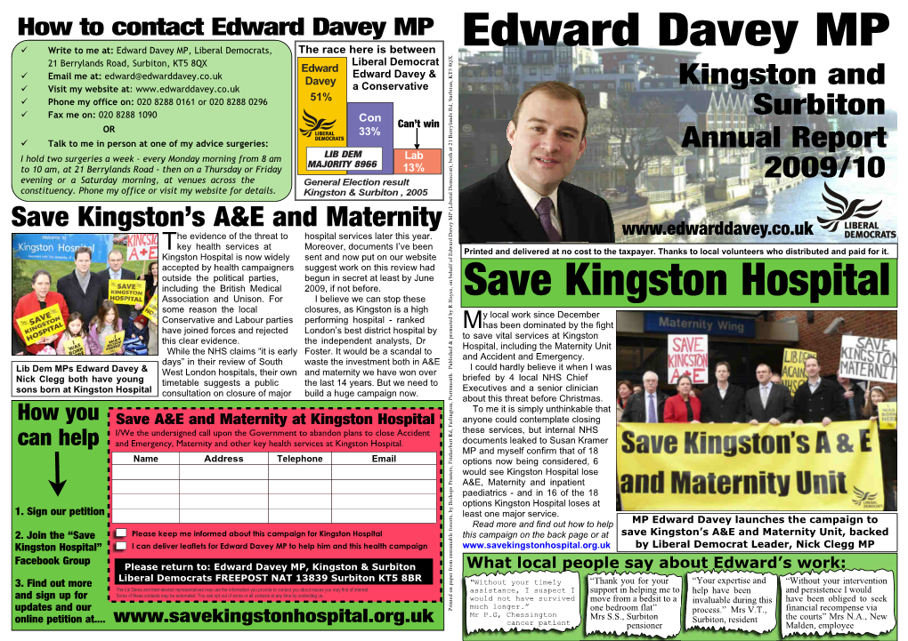 Edward Davey MP Canhelp Howyou OR the Across Venues at Constituency.Myorofficephone Visit Mywebsite Fordetails