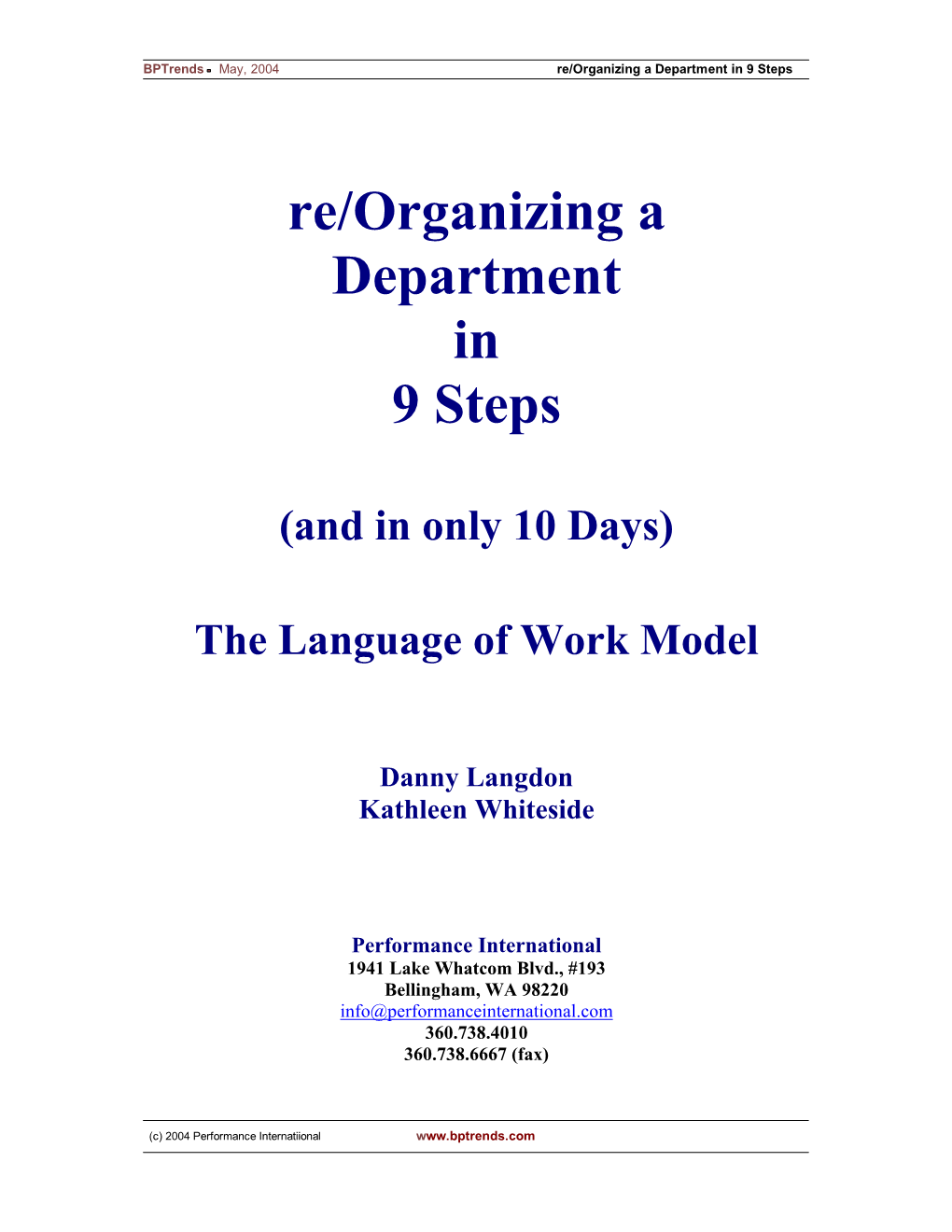 Re/Organizing a Department in 9 Steps