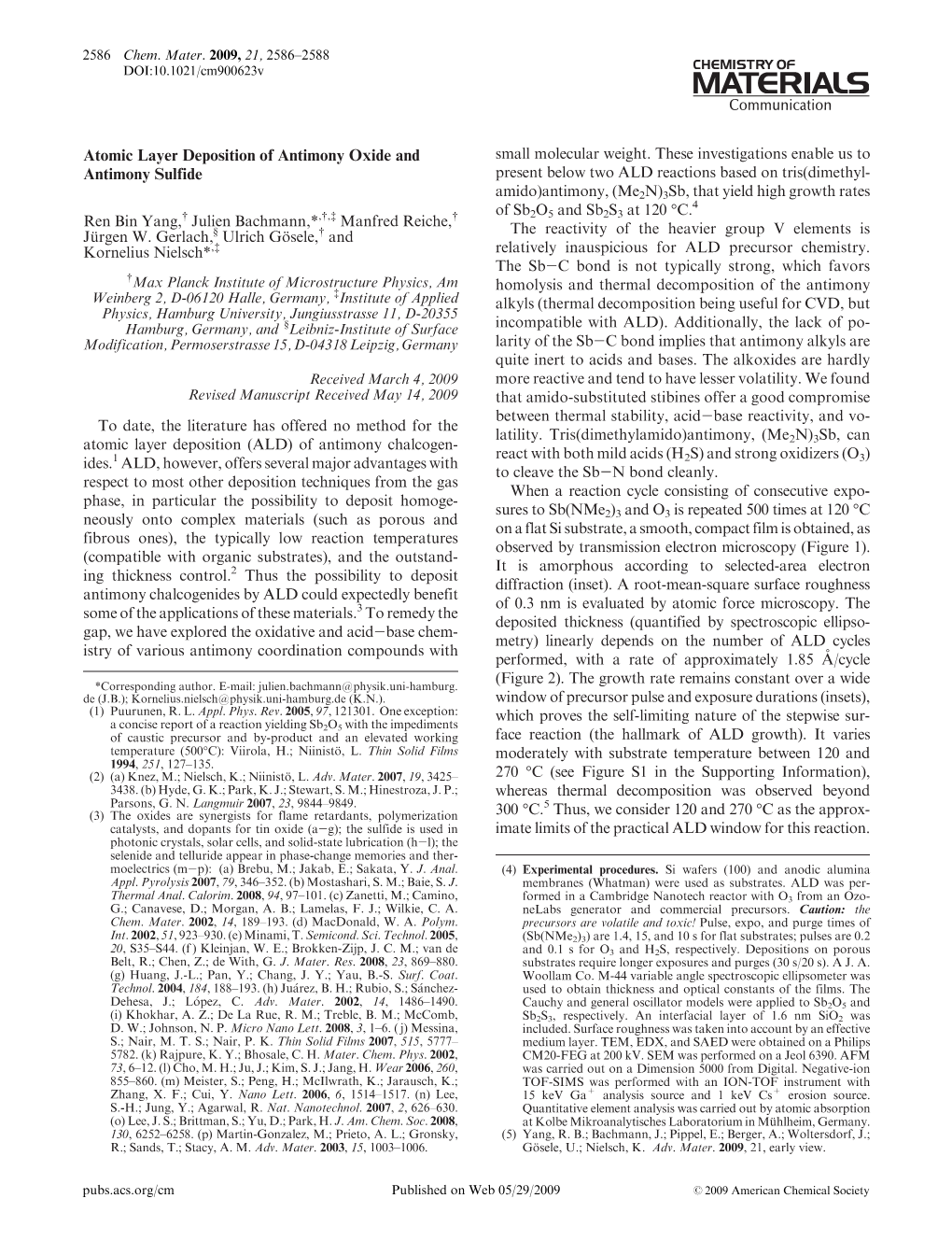 Atomic Layer Deposition of Antimony Oxide and Antimony Sulfide