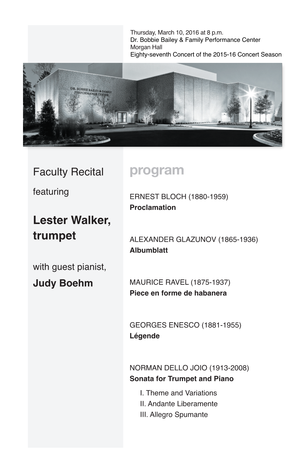 Faculty Recital: Lester Walker, Trumpet