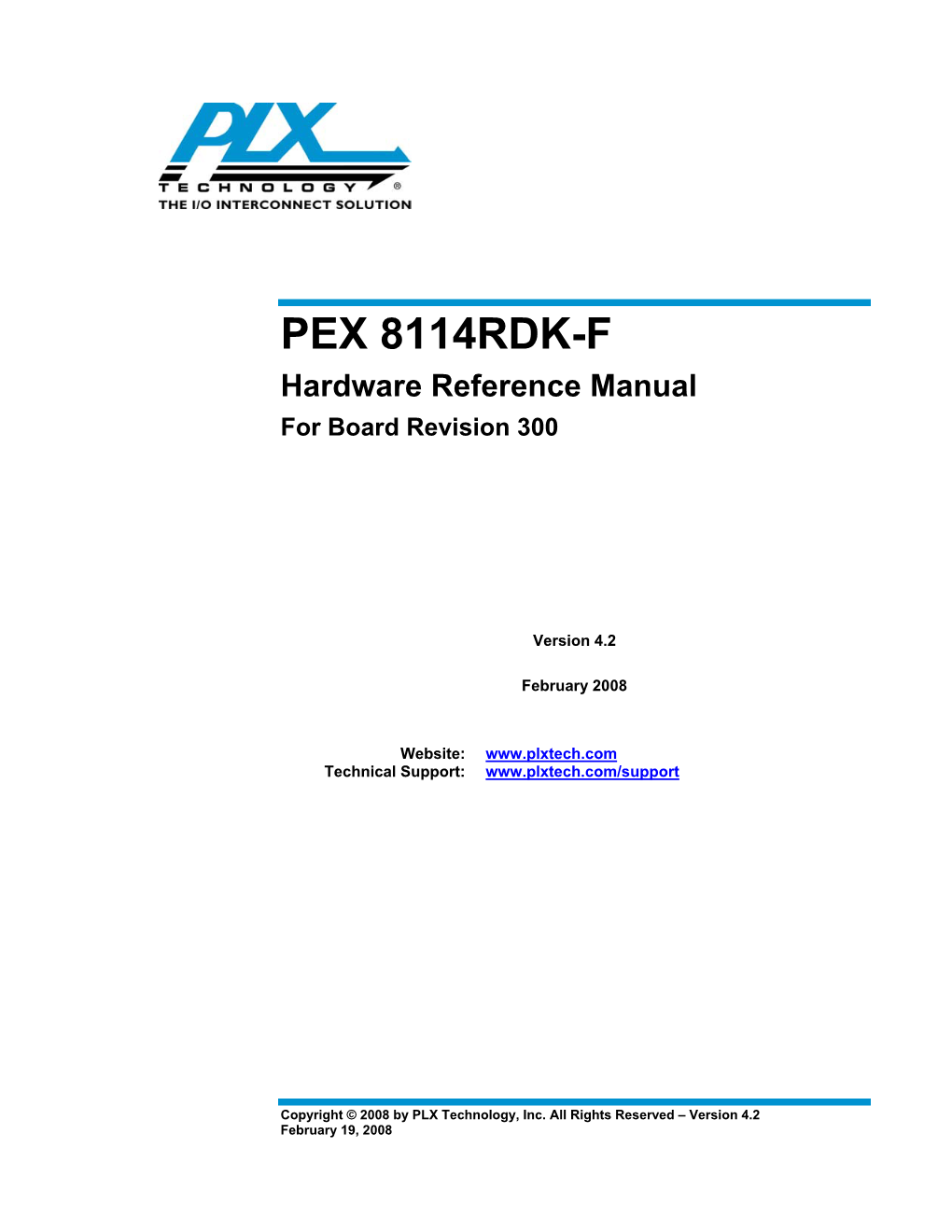 PEX 8114RDK-F Hardware Reference Manual for Board Rev 300