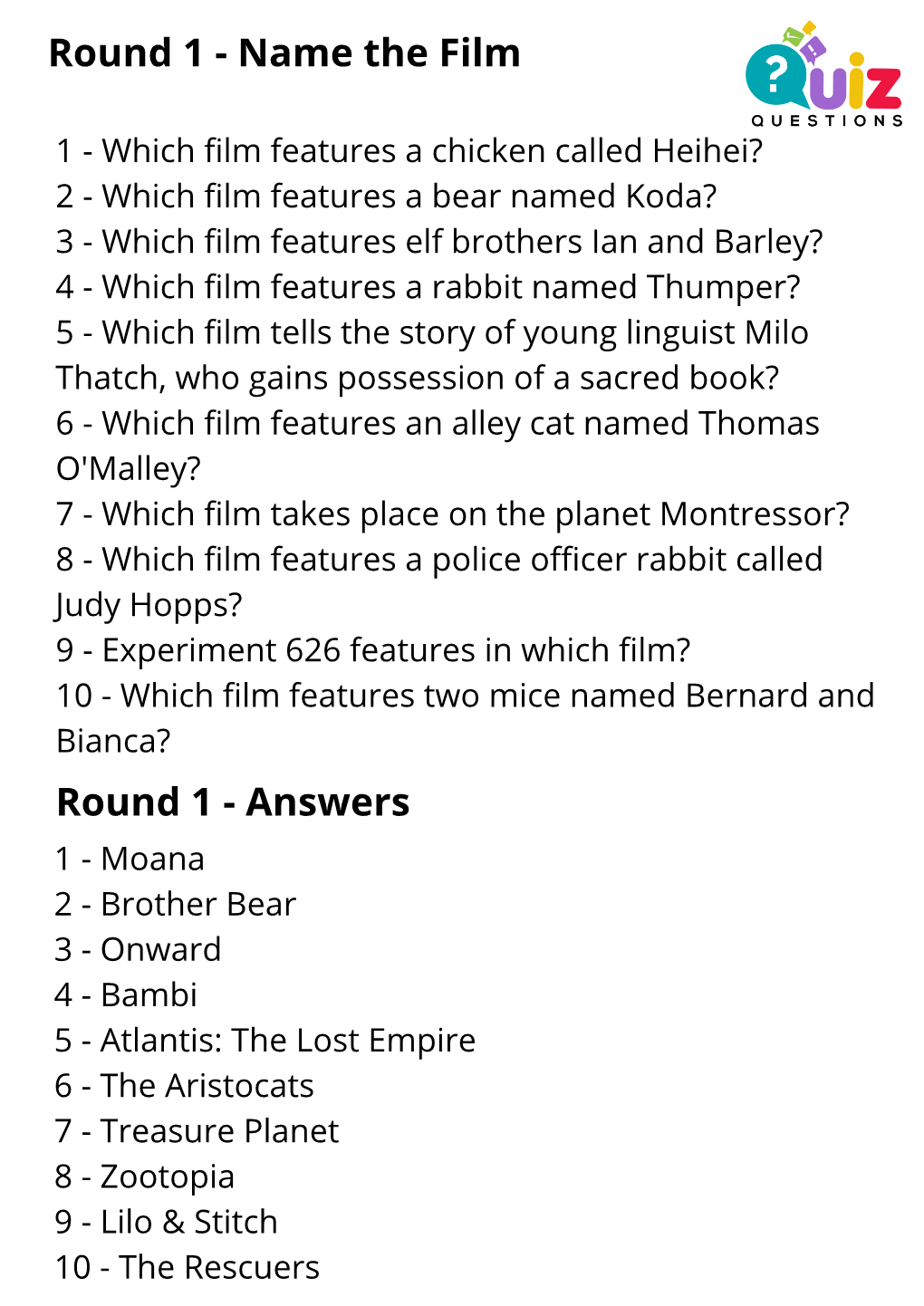 Name the Film Round 1