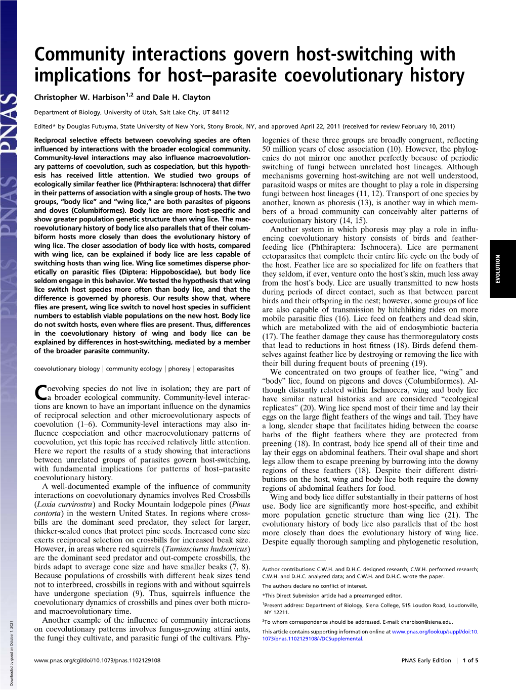 Community Interactions Govern Host-Switching with Implications for Host–Parasite Coevolutionary History