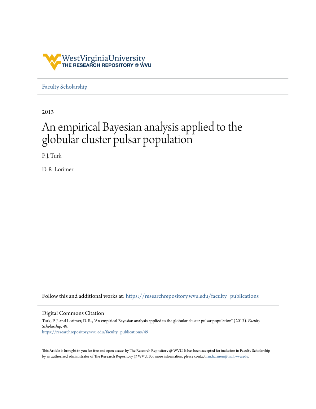 An Empirical Bayesian Analysis Applied to the Globular Cluster Pulsar Population P