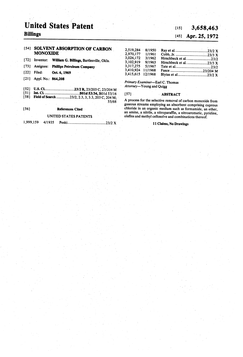 United States Patent (15) 3,658,463 Billings (45) Apr