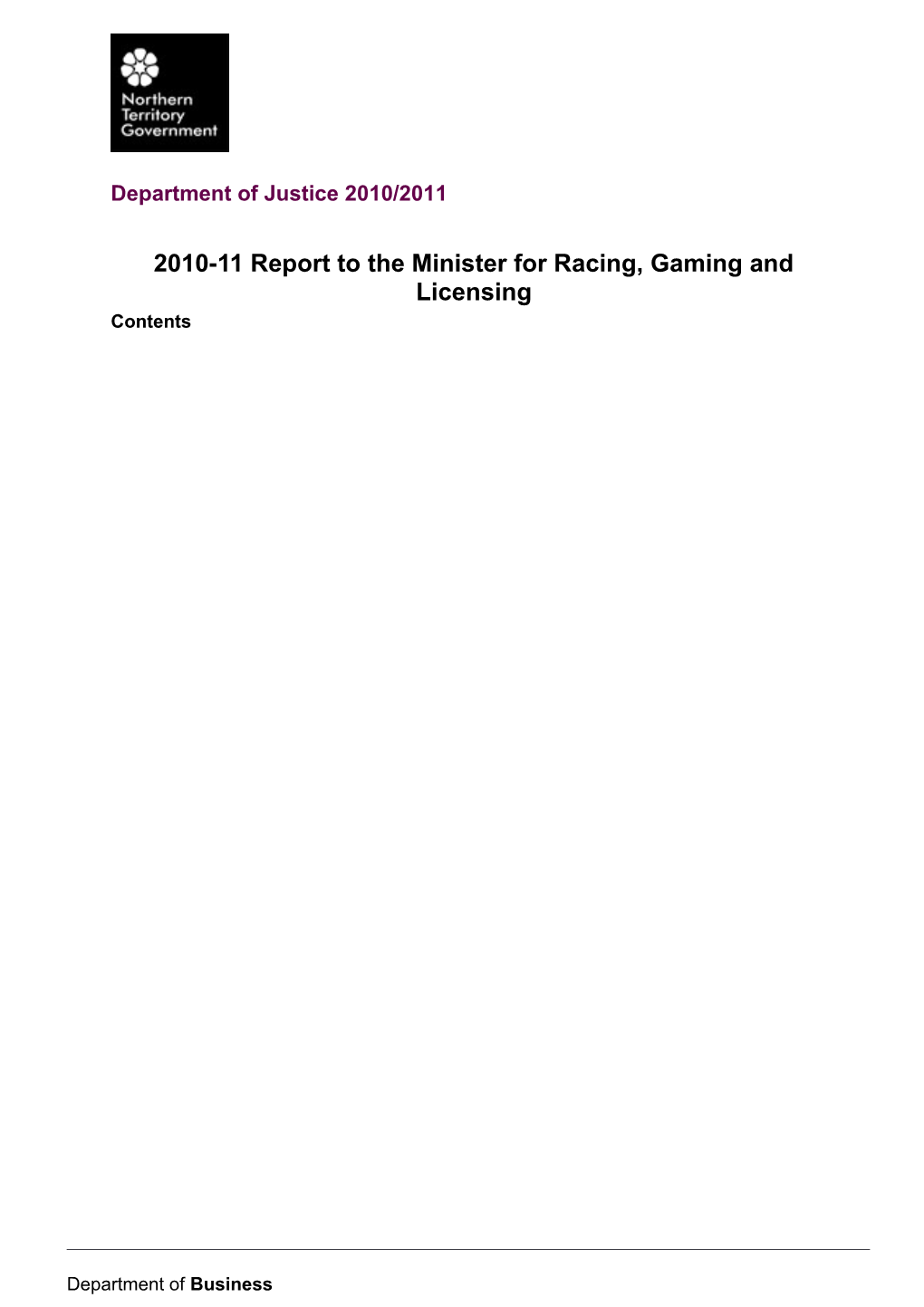 03_2010-11 Report To The Minister For Racing, Gaming And Licensing