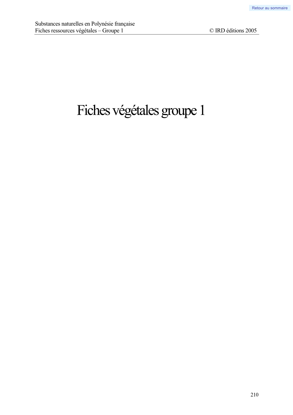 Fiches Végétales Groupe 1