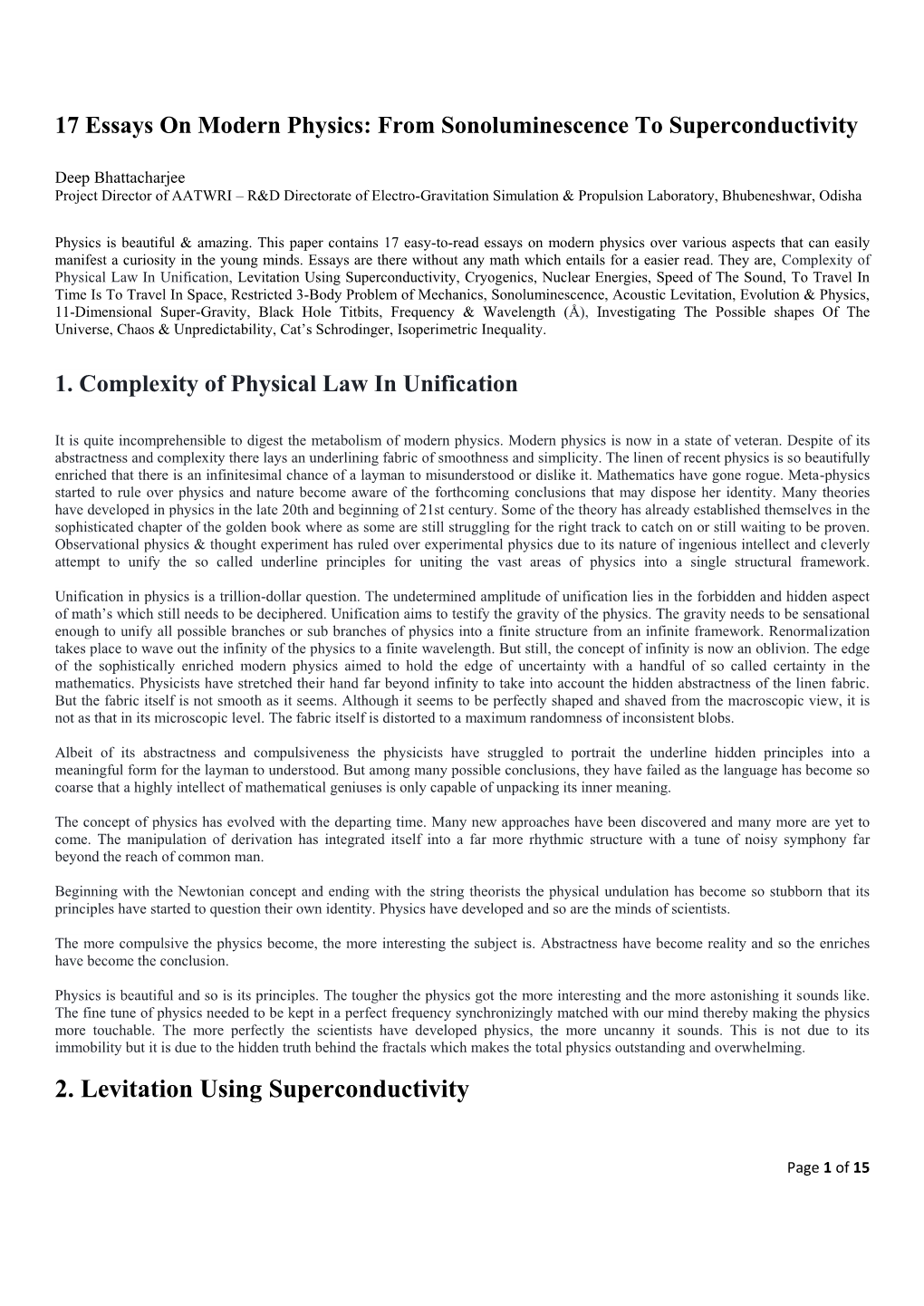 2. Levitation Using Superconductivity