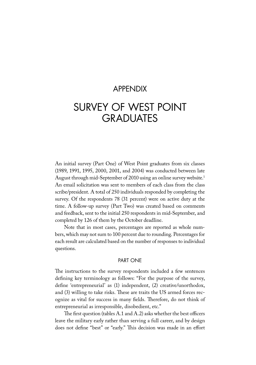 Survey of West Point Graduates