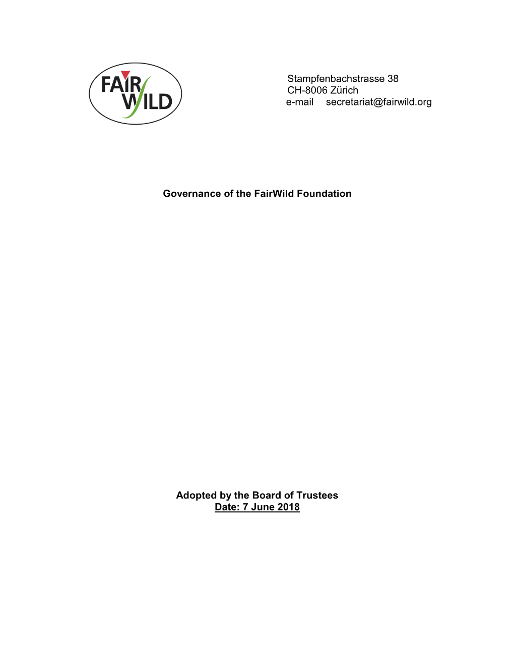 Governance of the Fairwild Foundation
