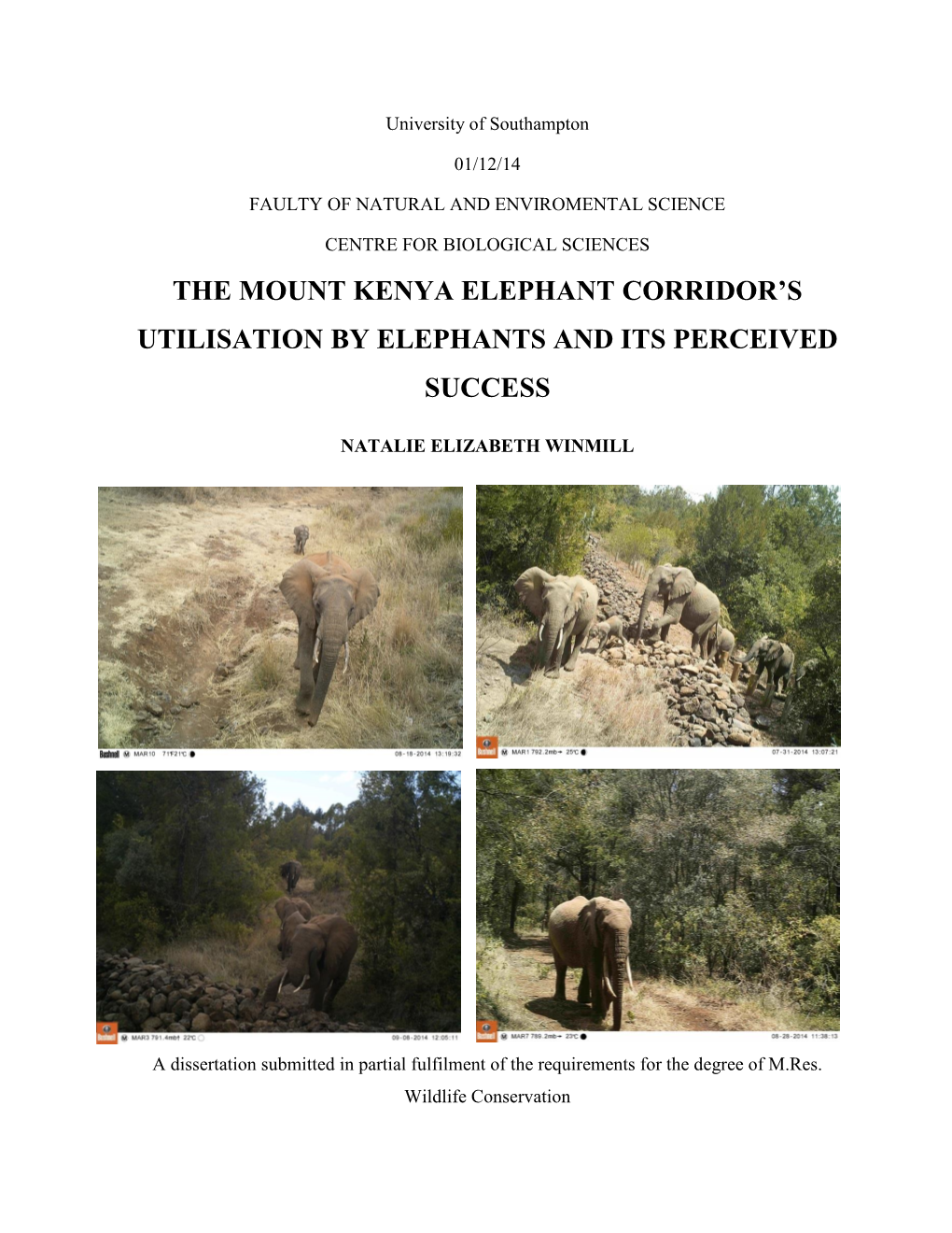 The Mount Kenya Elephant Corridor's Utilisation by Elephants and Its Perceived Success