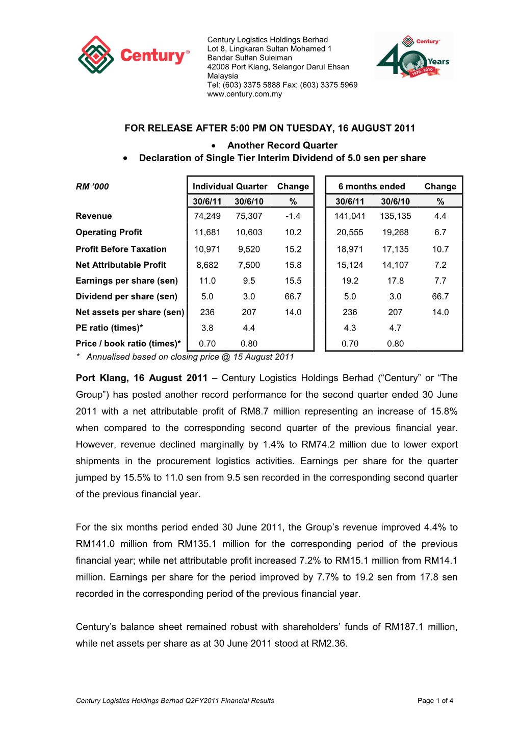 Media Release Q2FY11 Results 3