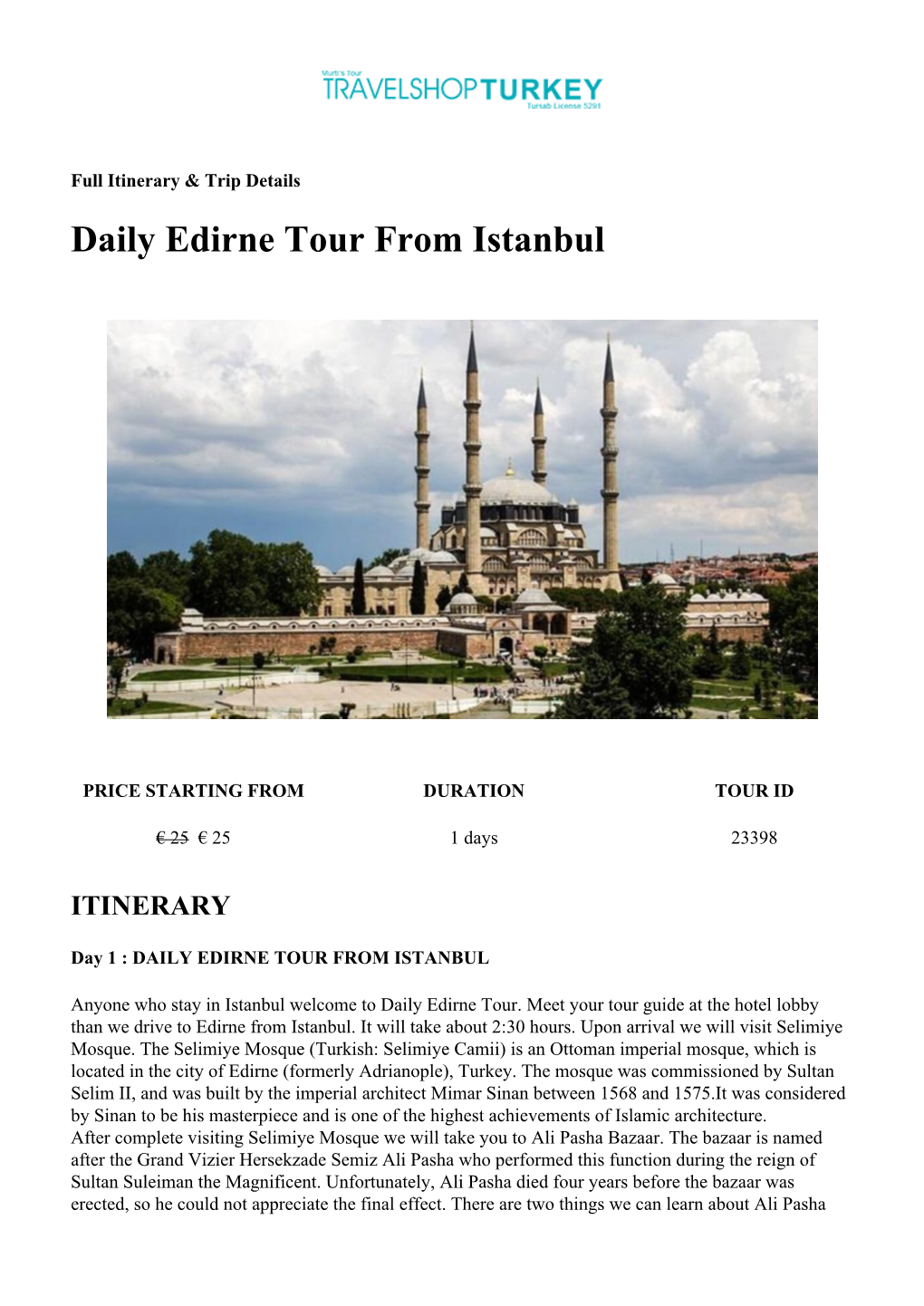 Tour from Istanbul
