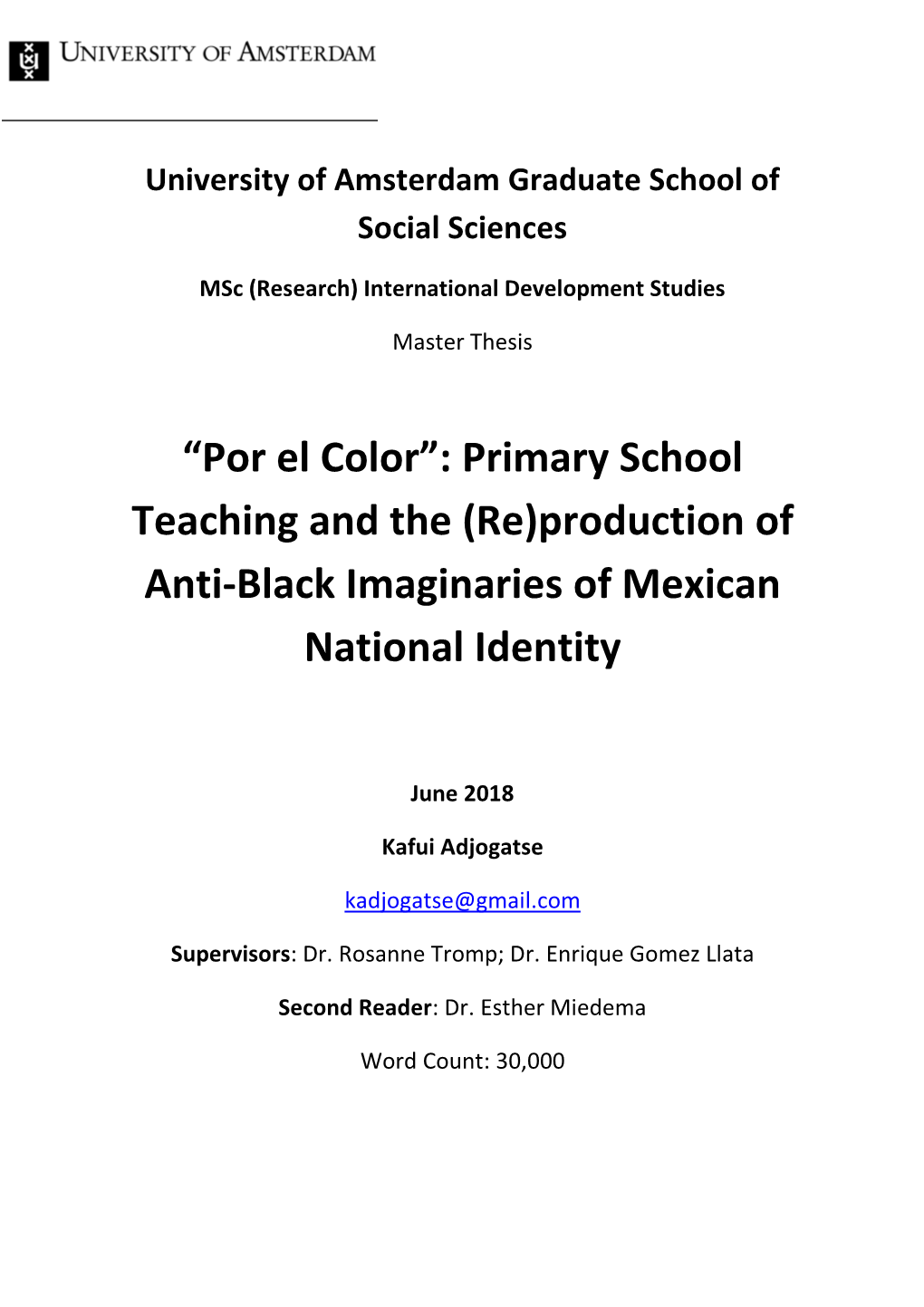 “Por El Color”: Primary School Teaching and the (Re)Production of Anti-Black Imaginaries of Mexican National Identity