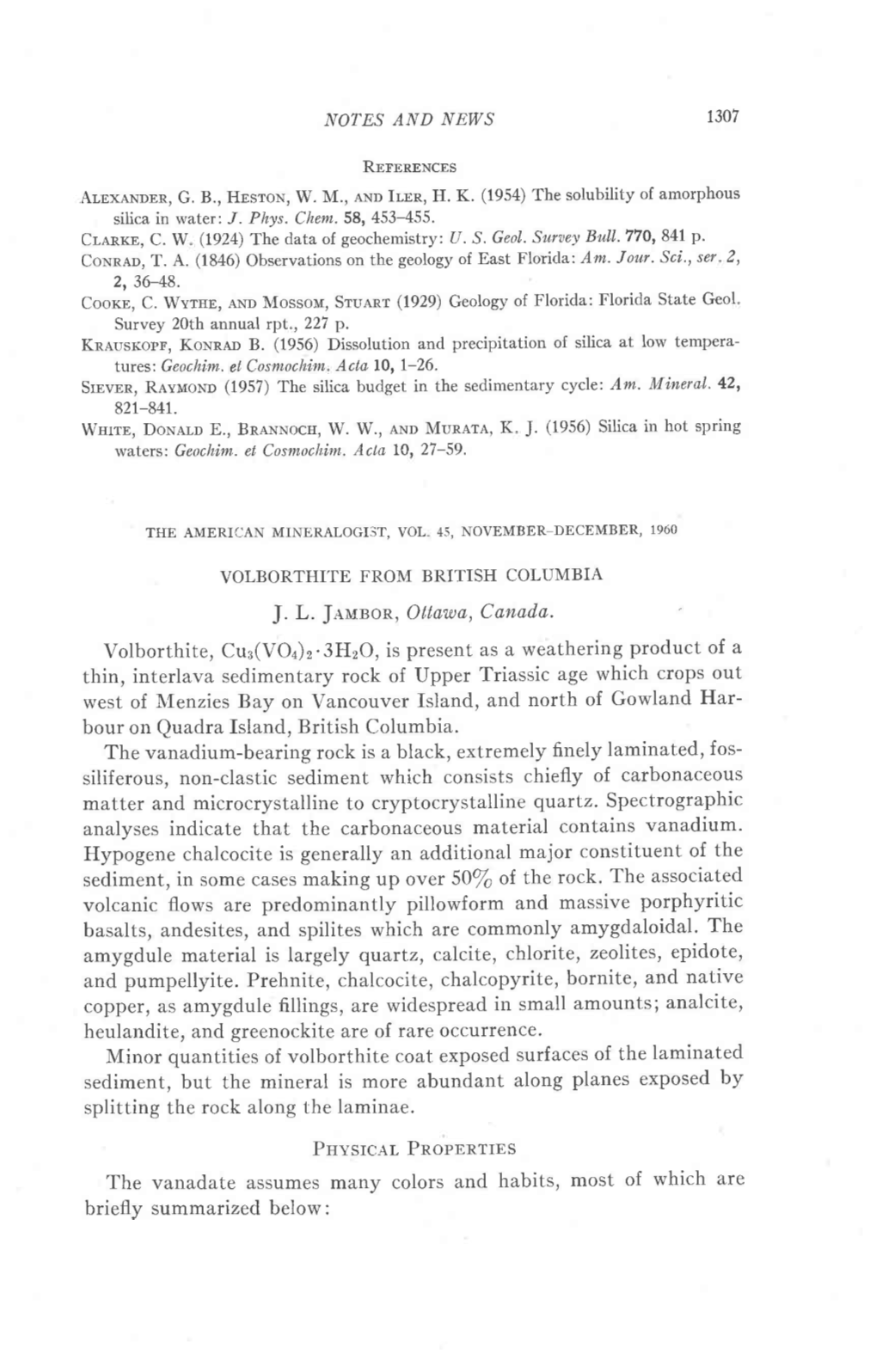 VOLBORTHITE from BRITISH COLUMBIA J. L. Jeueox, Ot'tawa