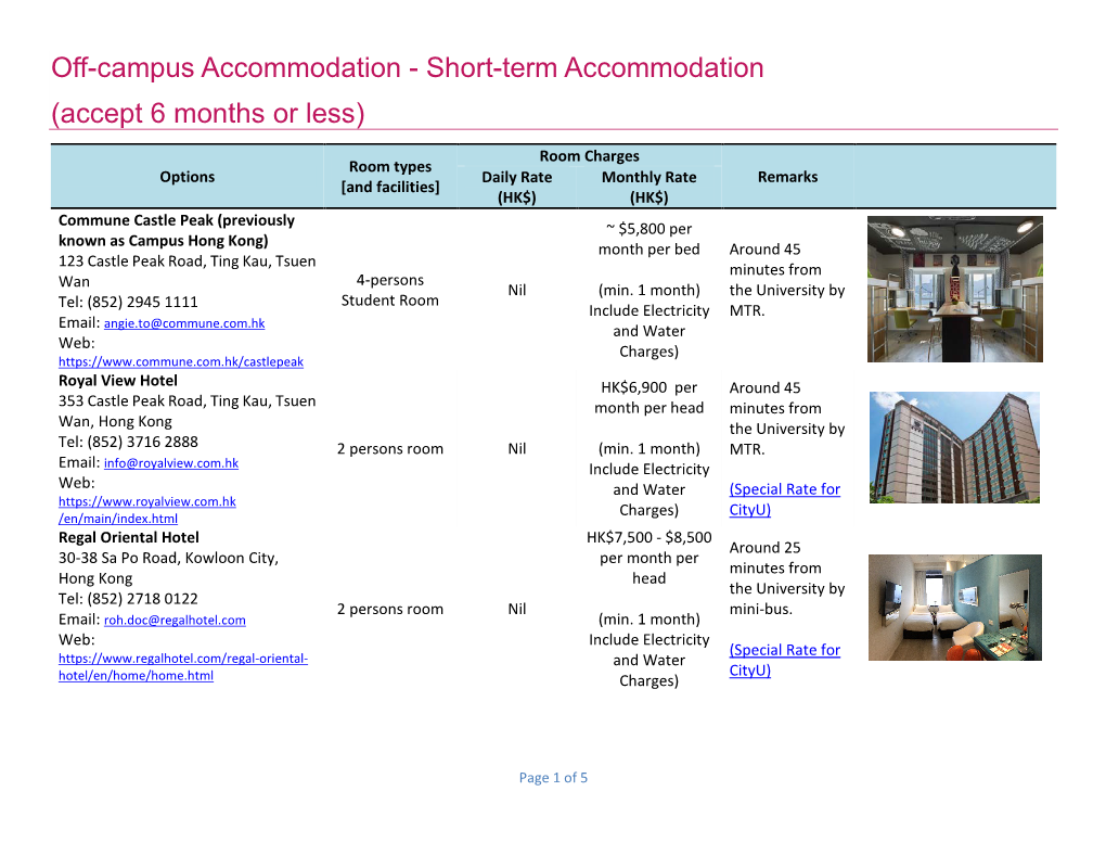 Short-Term Accommodation (Accept 6 Months Or Less)