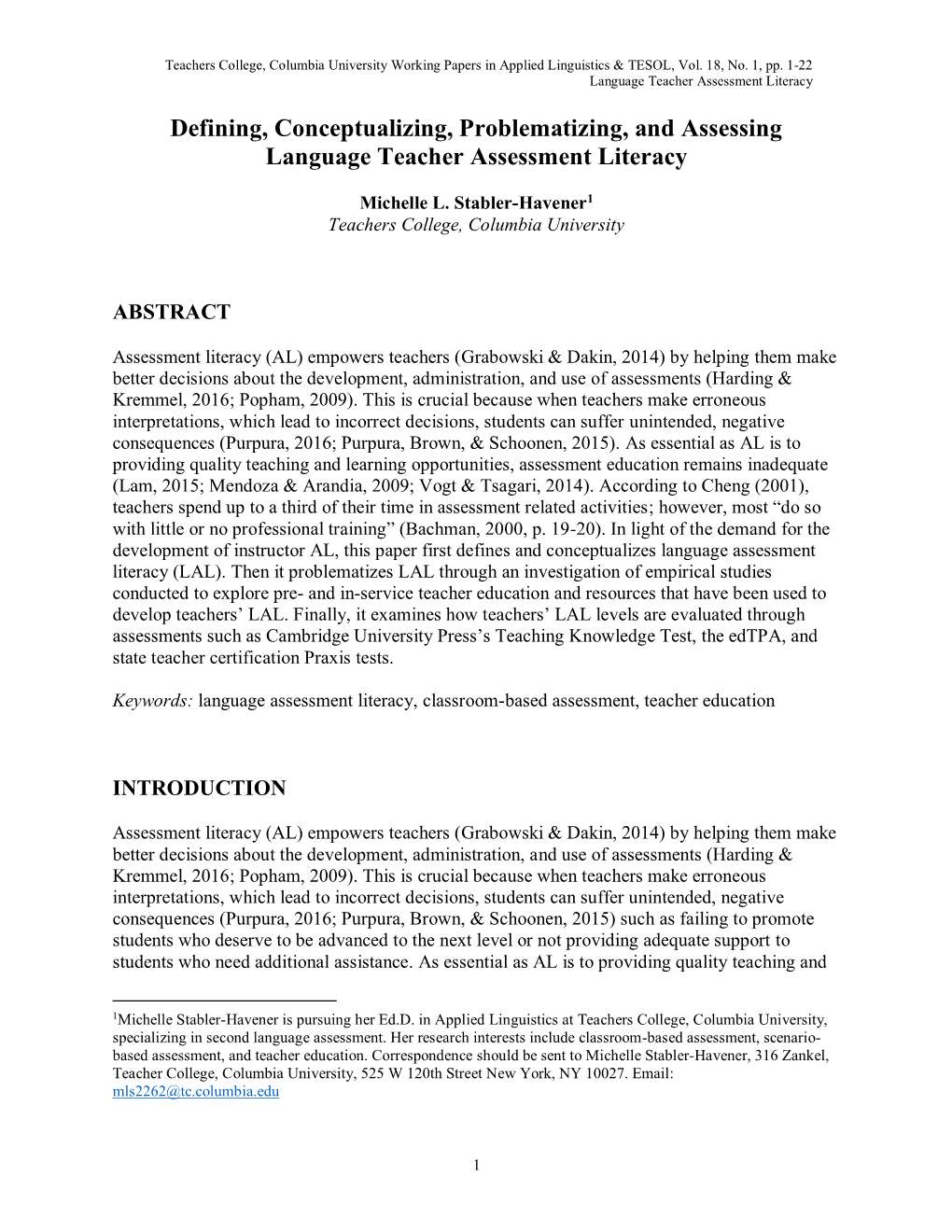 Defining, Conceptualizing, Problematizing, and Assessing Language Teacher Assessment Literacy