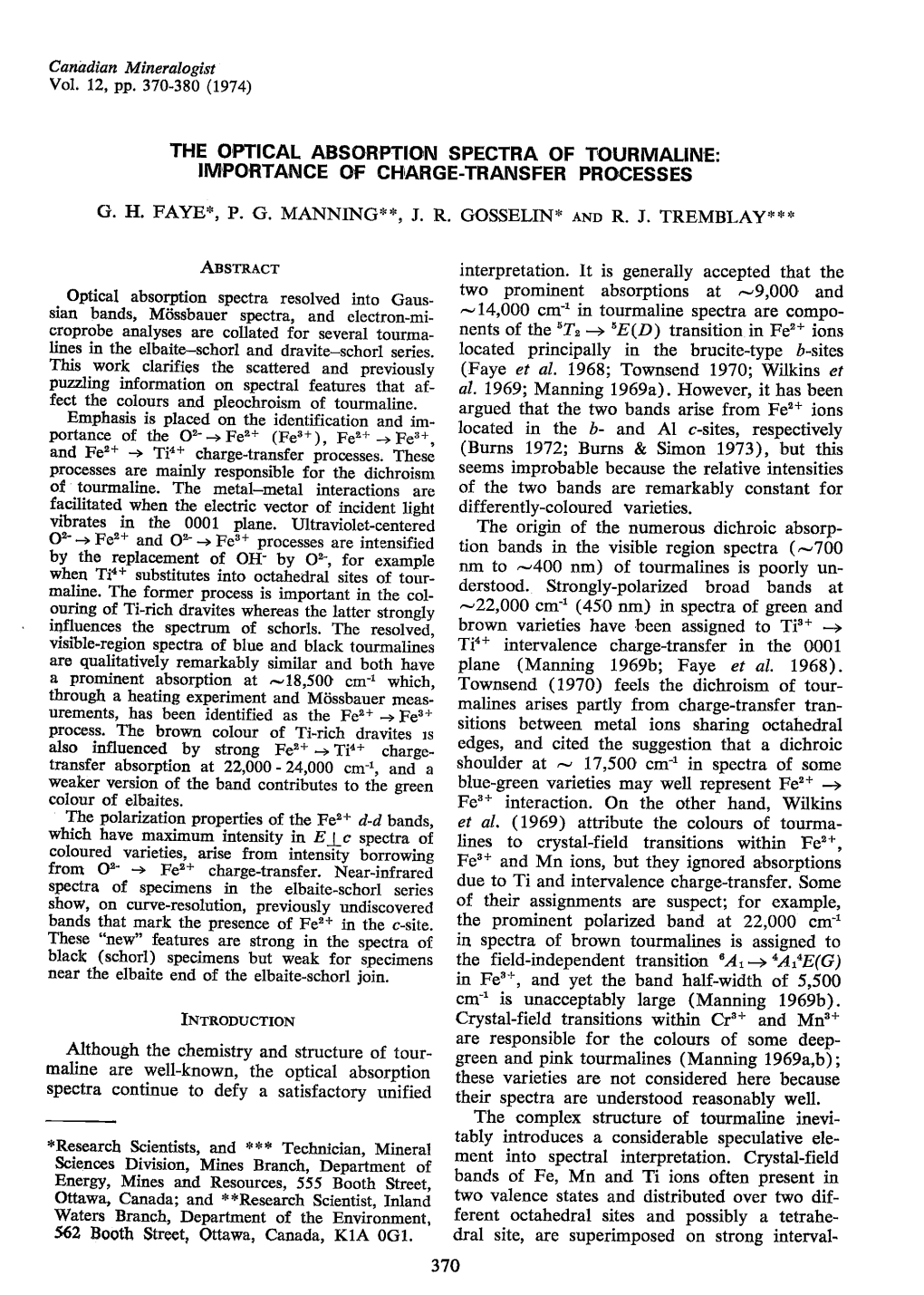 (1974) the Optical Absorption Spectra of Tourmaline