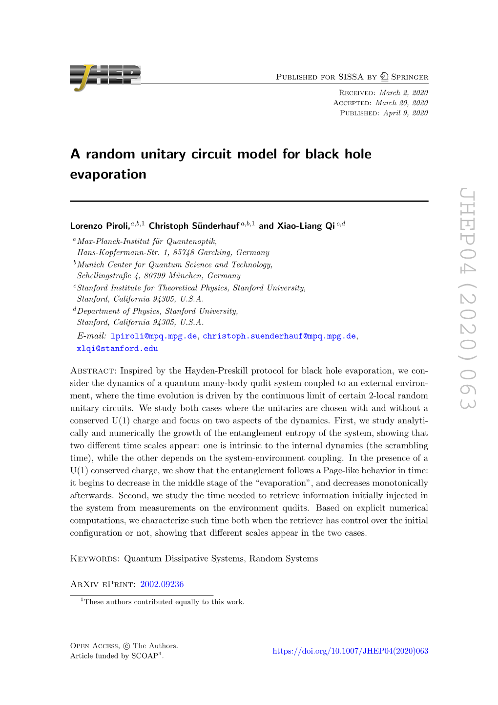 A Random Unitary Circuit Model for Black Hole Evaporation