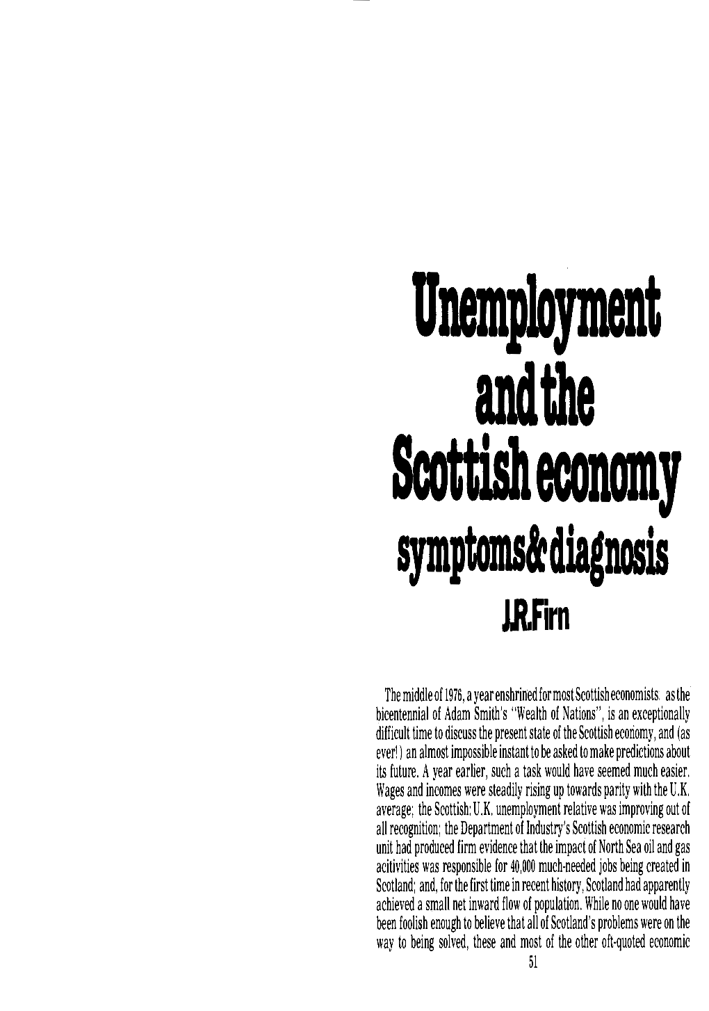 Unemployment Scottish Economy