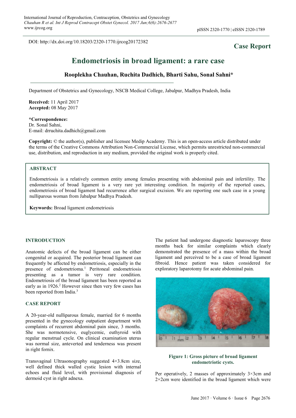 Endometriosis in Broad Ligament: a Rare Case