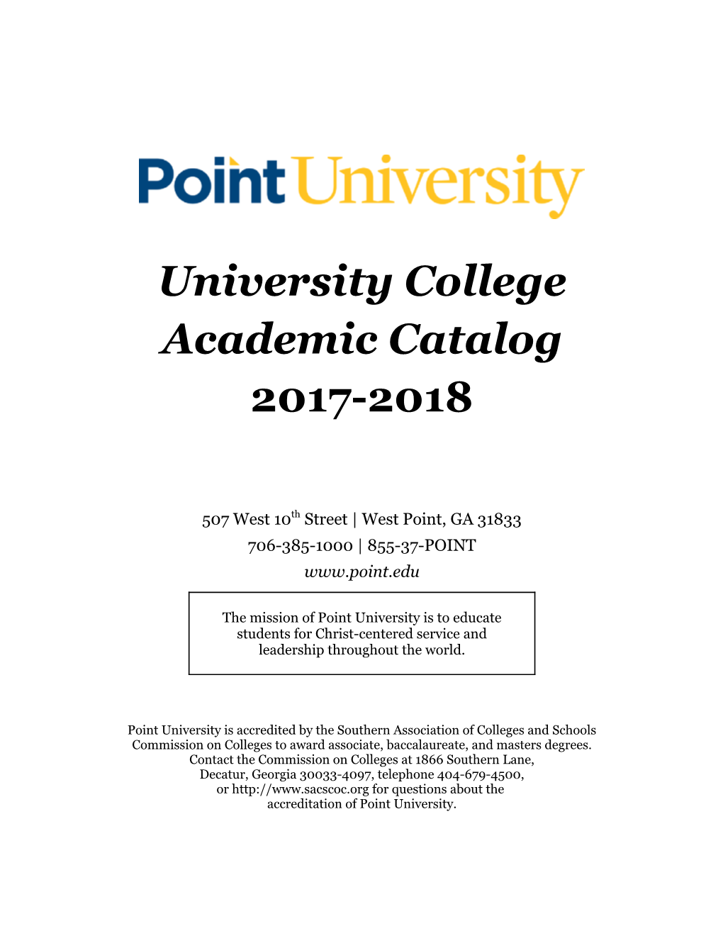 University College Academic Catalog 2017-2018