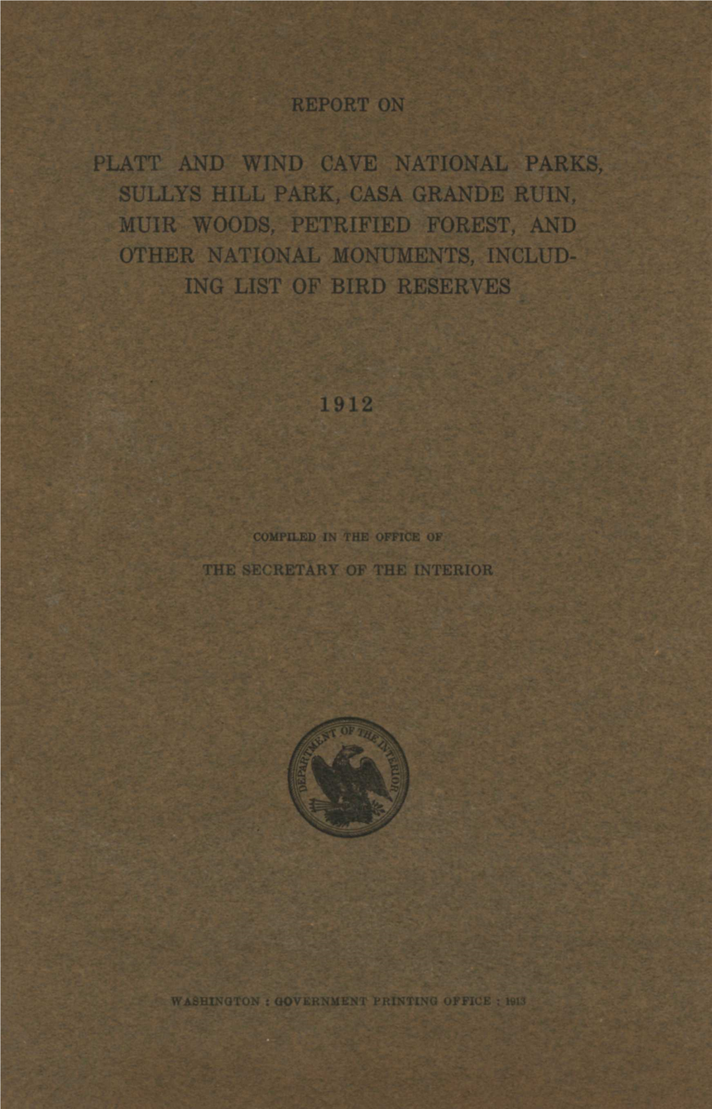 Report on Platt and Wind Cave National Parks, Sullys