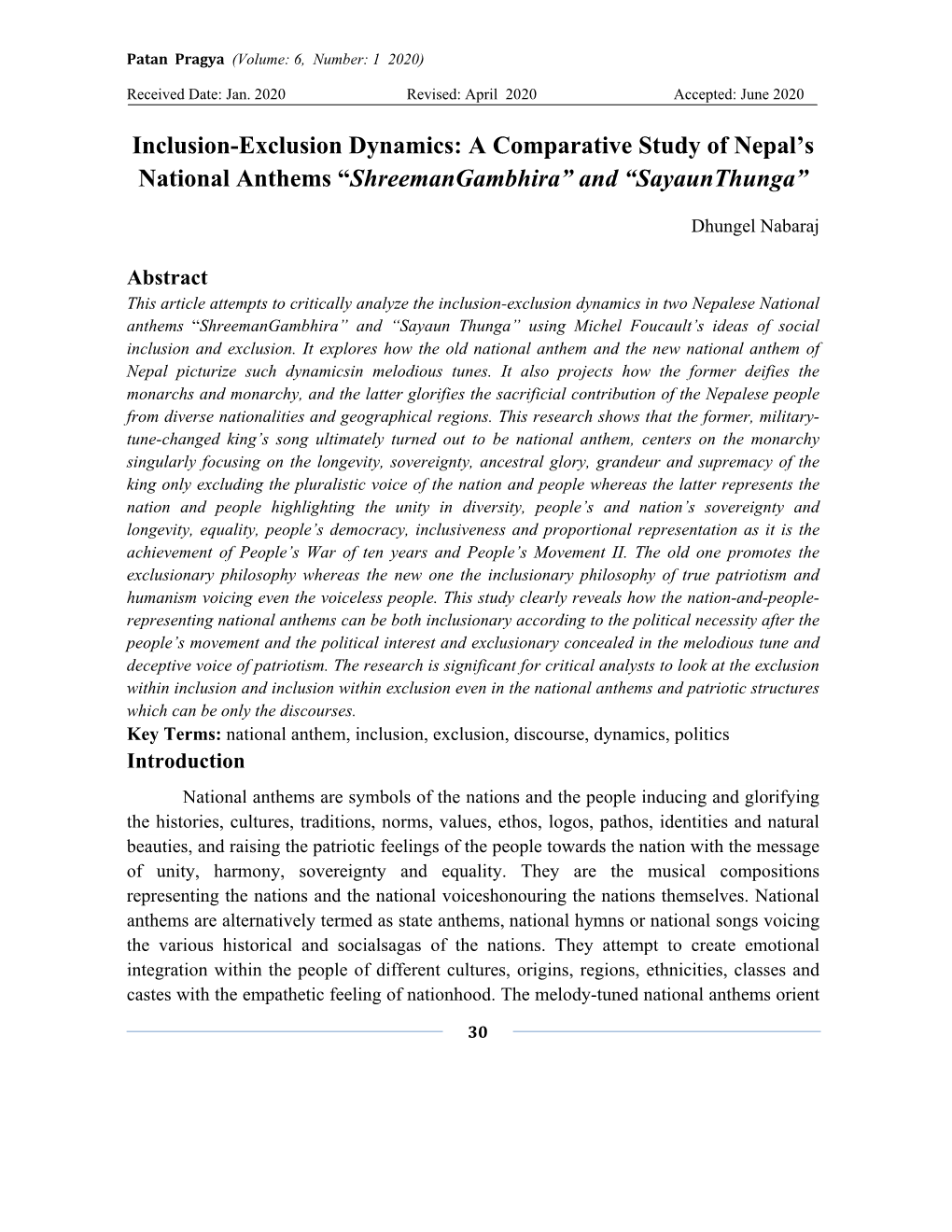 Inclusion-Exclusion Dynamics: a Comparative Study of Nepal's National Anthems “Shreemangambhira” and “Sayaunthunga”