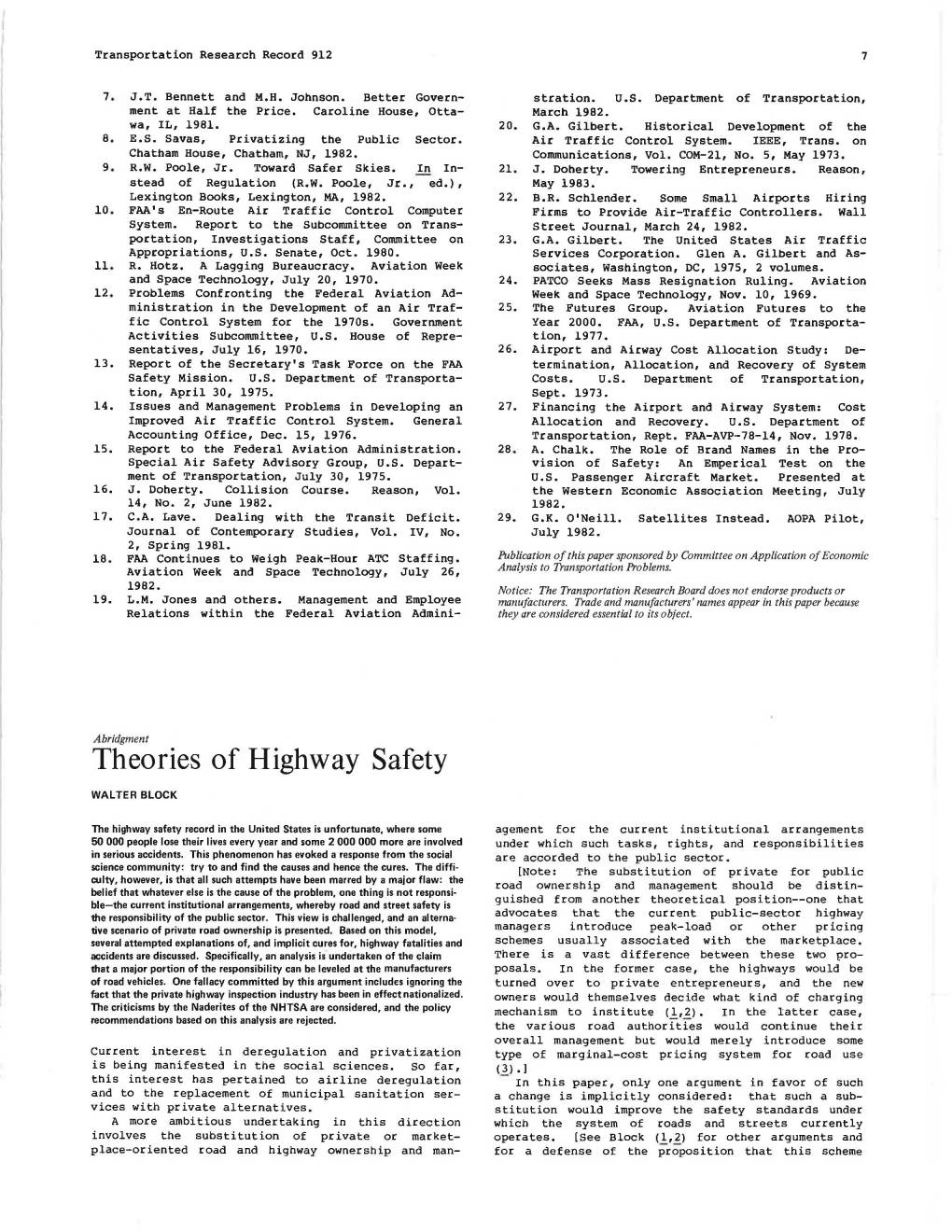 Theories of Highway Safety