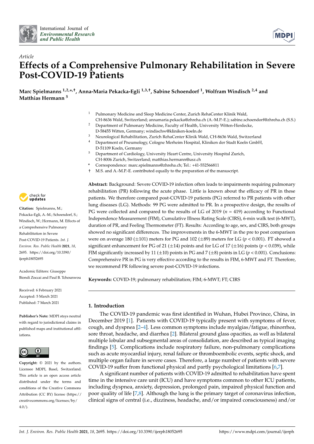 Effects of a Comprehensive Pulmonary Rehabilitation in Severe Post-COVID-19 Patients