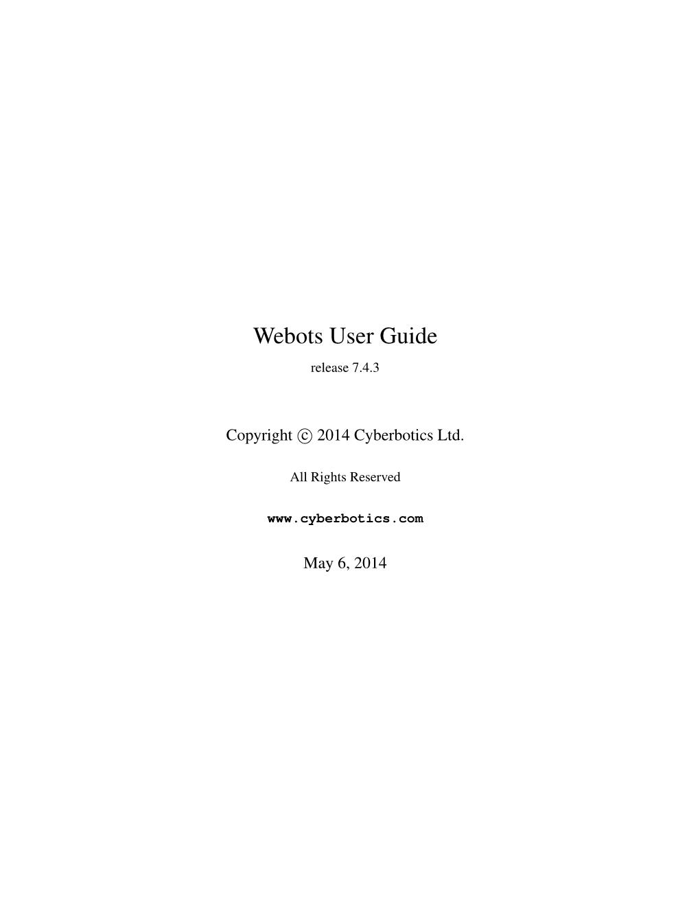 Webots User Guide Release 7.4.3