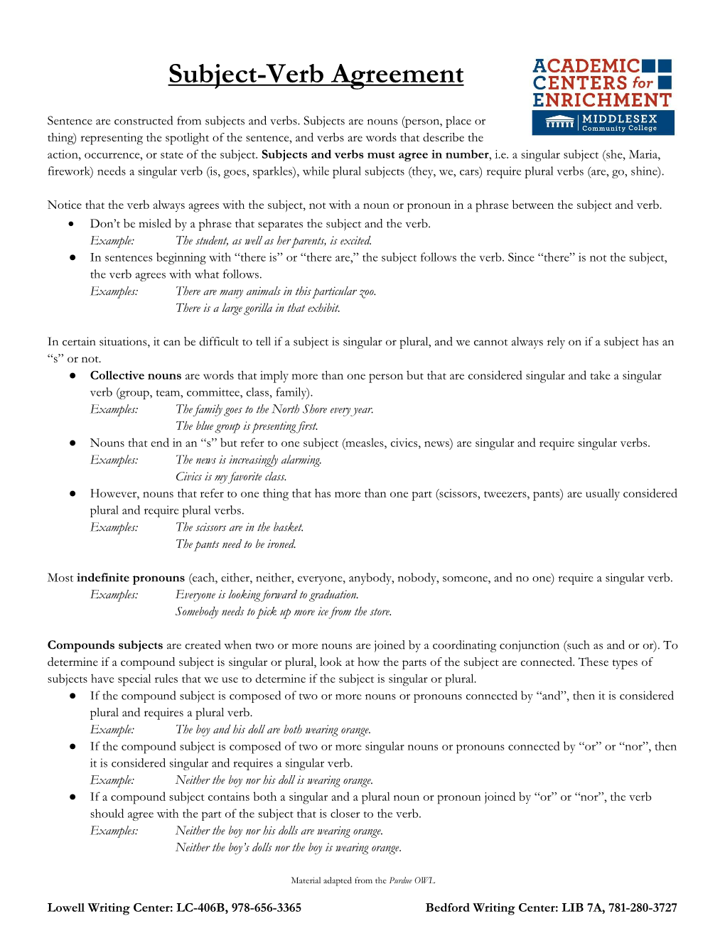 Subject-Verb Agreement