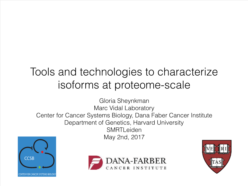 Tools and Technologies to Characterize Isoforms at Proteome-Scale