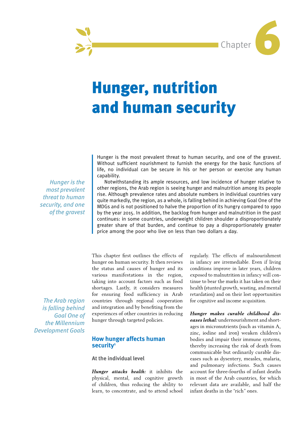 Hunger, Nutrition and Human Security