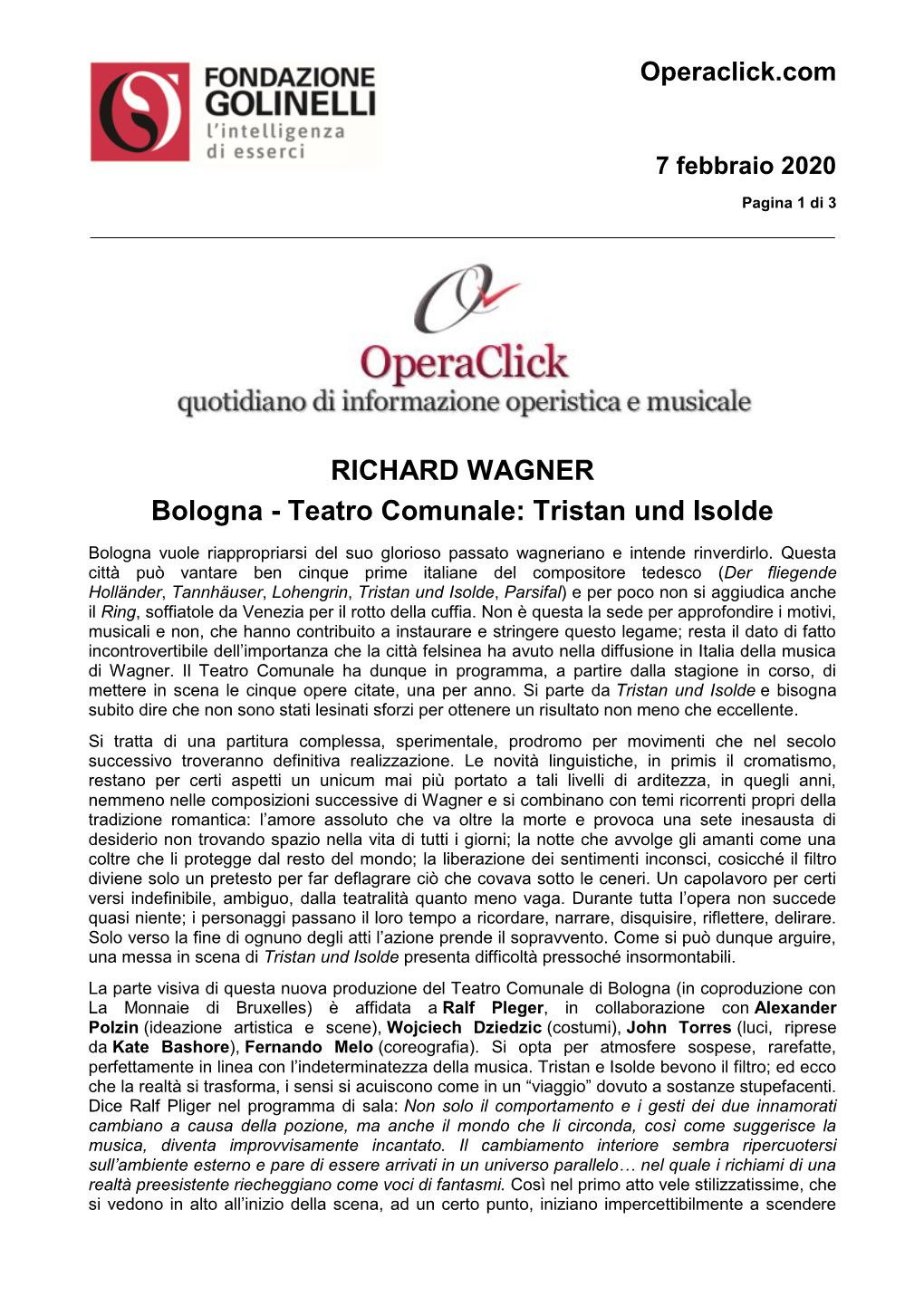 Teatro Comunale: Tristan Und Isolde