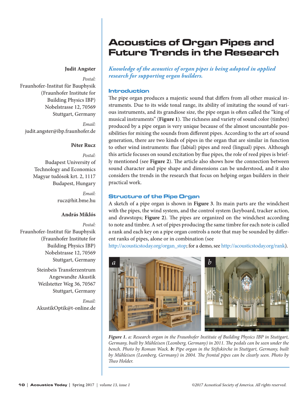 Acoustics of Organ Pipes and Future Trends in the Research