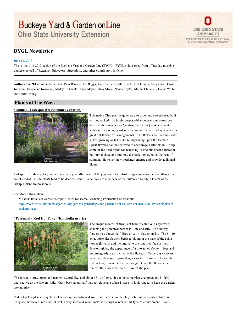 BYGL Newsletter | Buckeye Yard & Garden Online