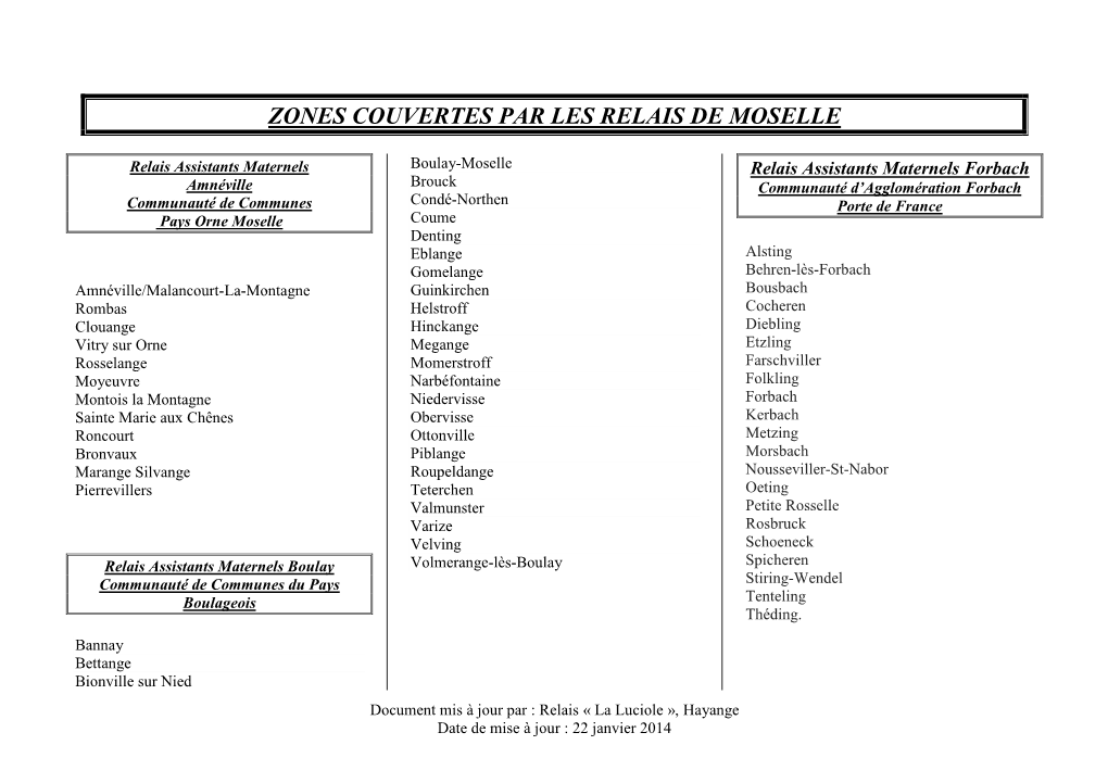 Zones Couvertes Par Les Relais De Moselle