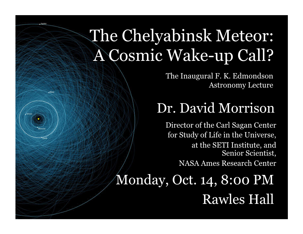 The Chelyabinsk Meteor: a Cosmic Wake-Up Call?